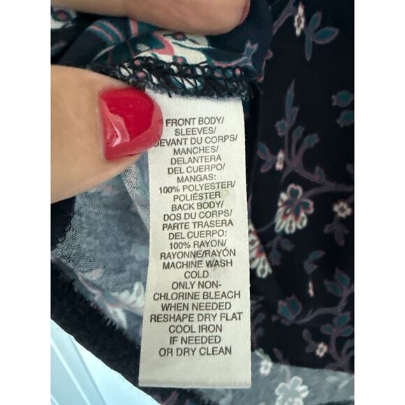 Loft Floral Print Tie Neck Blouse, XL - Picture 5 of 5